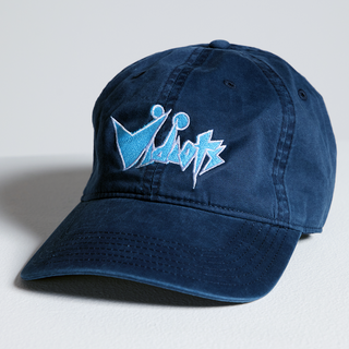 Vidiots Royal Blue Dad Hat with light blue vidiots logo. 